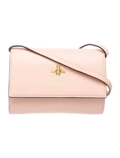 Pre-owned Gucci Bee Animalier Crossbody In Pink