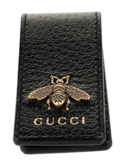 Pre-owned Gucci Bee Animalier Money Clip In Black