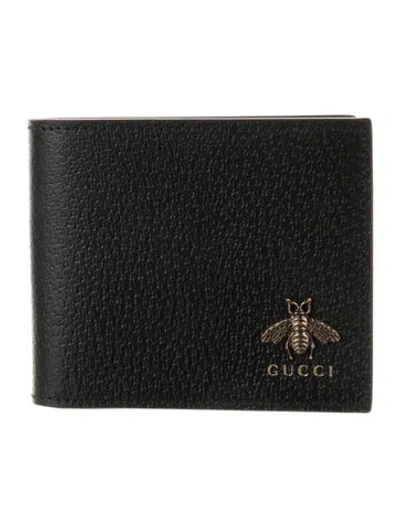 Pre-owned Gucci Bee Bi-fold Bee Accent Bifold Wallet In Black