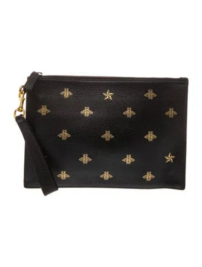 Pre-owned Gucci Bee Clutch In Black