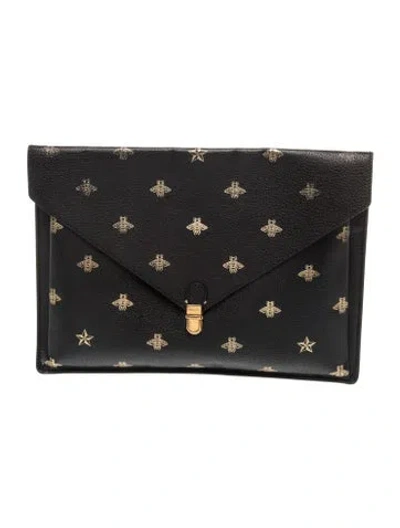 Pre-owned Gucci Bee Clutch In Black