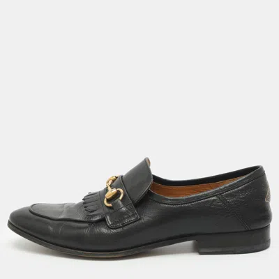 Pre-owned Gucci Bee Horsebit Size 39.5 Black Leather Loafers