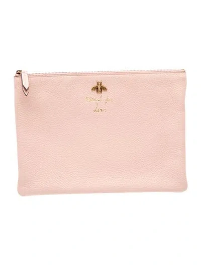 Pre-owned Gucci Bee Portfolio Medium In Pink