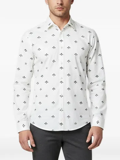 Pre-owned Gucci Bee Print Poplin Button Shirt In White