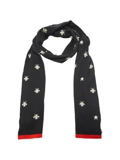 Pre-owned Gucci Bee Star Scarf In Blue