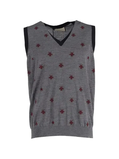 Pre-owned Gucci Bee Star V-neck Vest In Gray