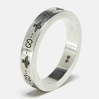 Pre-owned Gucci Bee Sterling Silver Ring Size 57