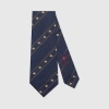 Gucci Bee Web Silk Tie In Blau
