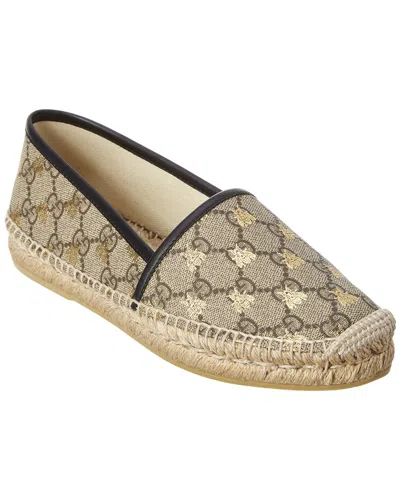Gucci Gg Supreme Bees Espadrille In Black