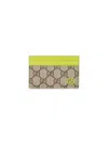 Gucci Men Beige Card Holder With Leather Finishes And All-over Gg Motif In Gg Canvas Man In Gray