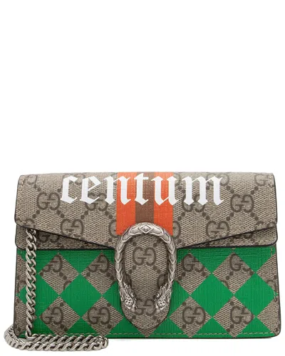 Gucci Beige & Black & Multicolor Gg Supreme Canvas & Leather Centum Dionysus  Super Mini Bag (authen