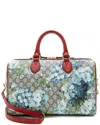 Gucci Blue Gg Blooms Coated Canvas Medium Boston Top Handle Bag