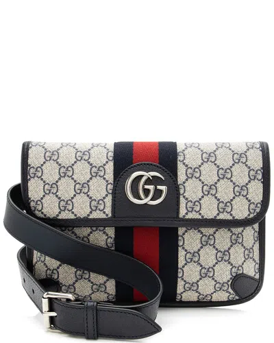 Gucci Beige & Blue Coated Canvas In Gray