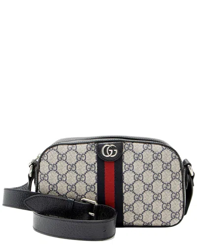 Gucci Beige & Blue Gg Supreme Canvas In Gray