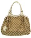 Gucci Beige & Brown & Cream Leather & Canvas Shoulder Bag (authentic Pre-  Owned) In Brown