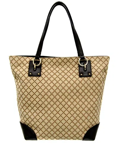 Gucci Beige & Brown Canvas & Leather Diamante (authentic )