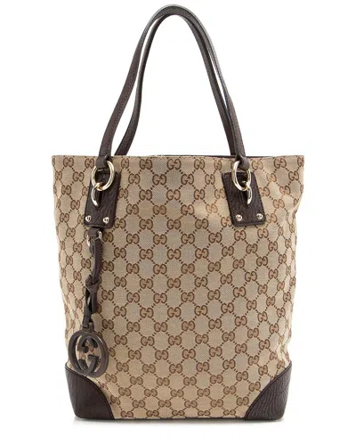 Gucci Beige & Brown Canvas & Leather Medium Charm Tote (authentic Pre-loved)