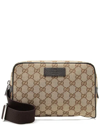 Gucci Beige & Brown Canvas, Leather & Nylon Belt Bag (authentic Pre-loved)