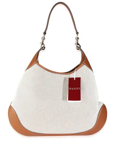 Gucci Beige & Brown Canvas Medium B Shoulder Bag (authentic Pre-loved) In Neutral