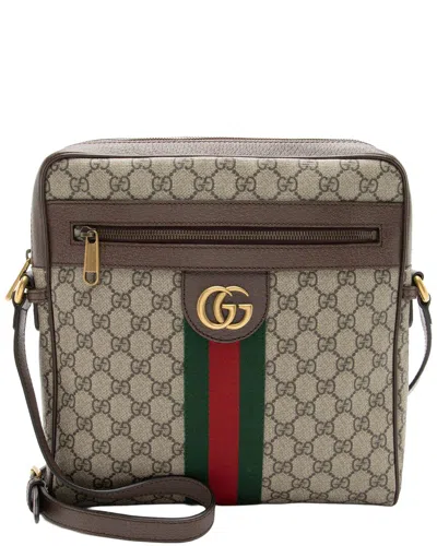 Gucci Beige & Brown Coated Canvas In Gray