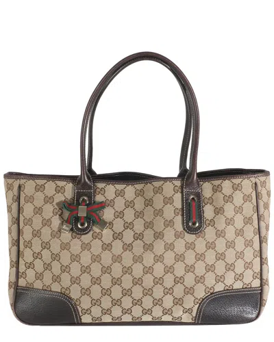 Gucci Beige & Brown Gg Canvas Medium Princy Tote (authentic Pre-loved)