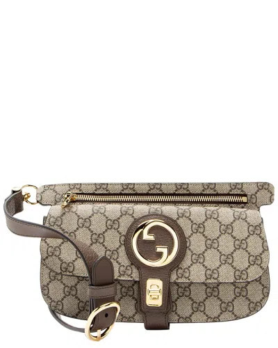 Gucci Beige & Brown Gg Supreme Canvas & Leather Blondie Belt Bag (authentic Pre-loved) In Neutral