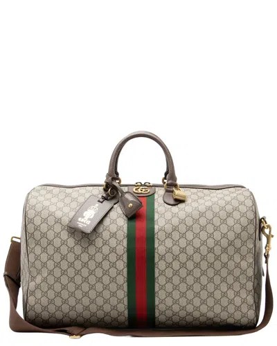 Pre-owned Gucci Beige & Brown Gg Supreme Coated Canvas