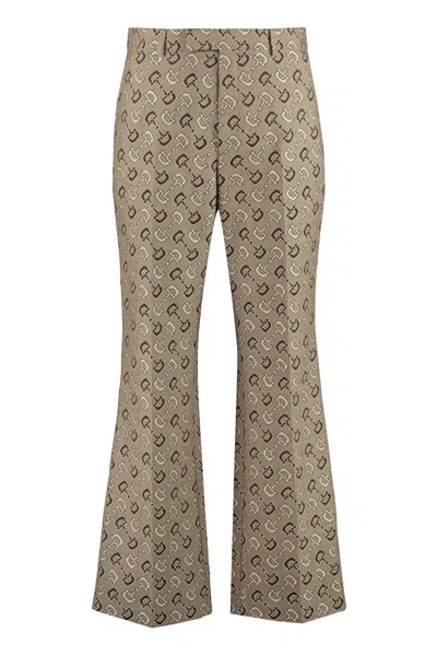 Gucci Beige And Brown Maxi Horsebit Trousers For Men