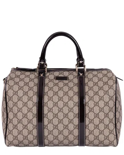 Gucci Beige & Burgundy Supreme Coated Canvas Boston Bag In Multi