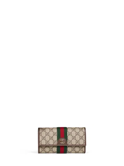 Gucci Beige And Dark Brown Ophidia Continental Wallet