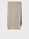 Gucci Beige And Ivory Gg Wool Scarf In Brown
