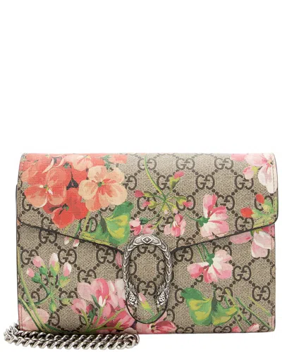 Gucci Beige & Pink Gg Supreme Coated Canvas & Leather Blooms Dionysus Chain  Wallet (authentic Pre-l In Multi
