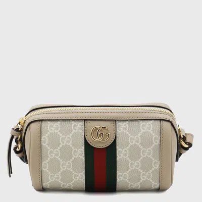 Gucci Beige And White Leather Shoulder Bag In Metallic