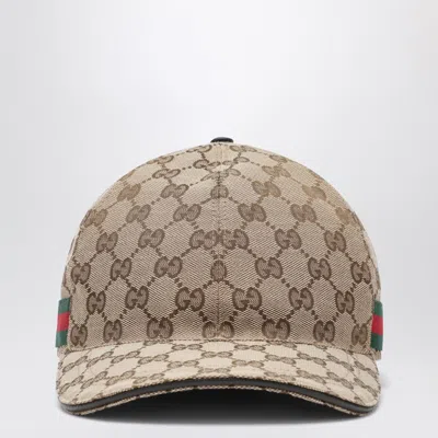Gucci Beige Baseball Cap With Gg Pattern Men In Brown