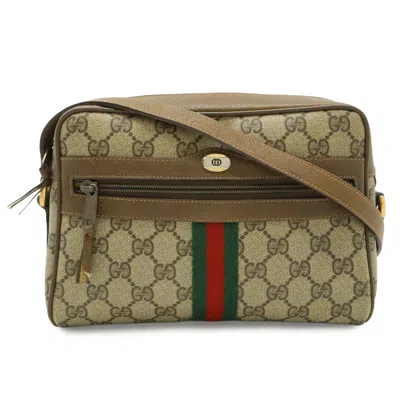 Pre-owned Gucci Beige Beige Brown Brown Green Red Color Gg Plus Pochette Shoulder Bag ()