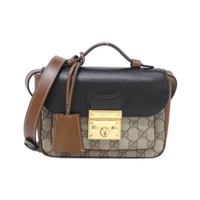 Pre-owned Gucci Beige Black Brown Gg Supreme Shoulder Bag () In Multi