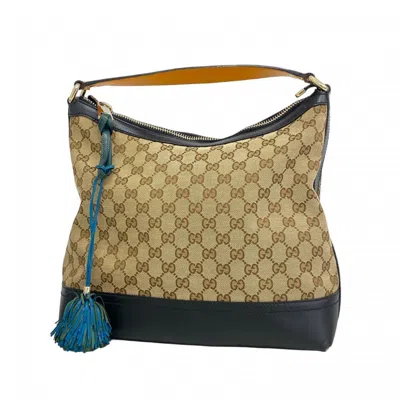 Pre-owned Gucci Beige Black Canvas Shoulder Bag () In Multi