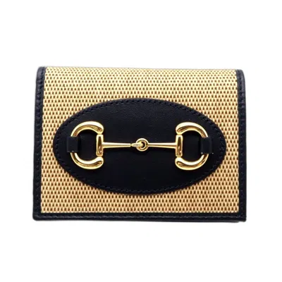 Pre-owned Gucci Beige Black Canvas Wallet (bi-fold) () In Multi