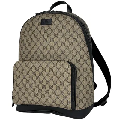 Pre-owned Gucci Beige Black Coated Canvas Leather Backpack () In Beige, Black