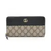 Gucci Beige Black Coated Canvas Leather Long Wallet (bi-fold) In Multi