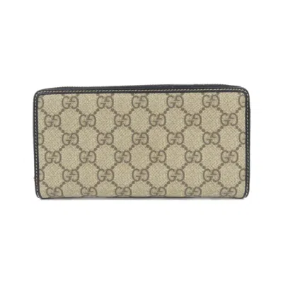 Pre-owned Gucci Beige Black Gg Canvas Long Wallet (bi-fold) () In Multi