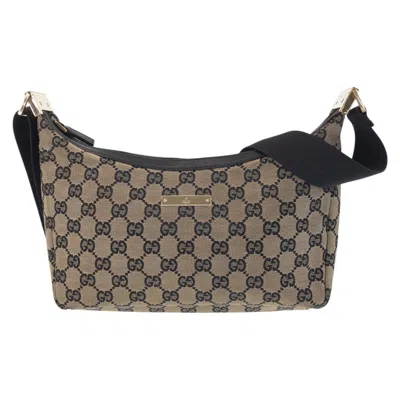 Pre-owned Gucci Beige Black Gg Canvas Pochette Shoulder Bag ()