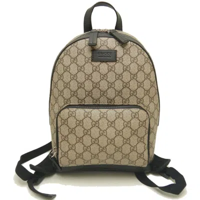 Pre-owned Gucci Beige Black Gg Supreme Backpack ()