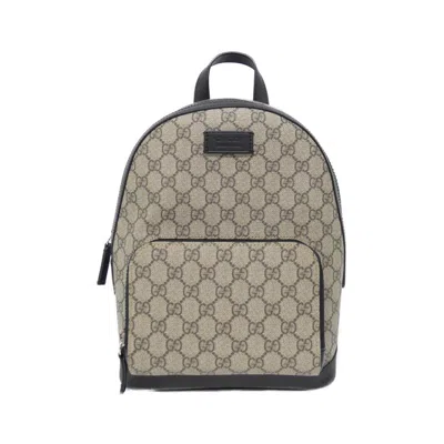 Pre-owned Gucci Beige Black Gg Supreme Backpack ()