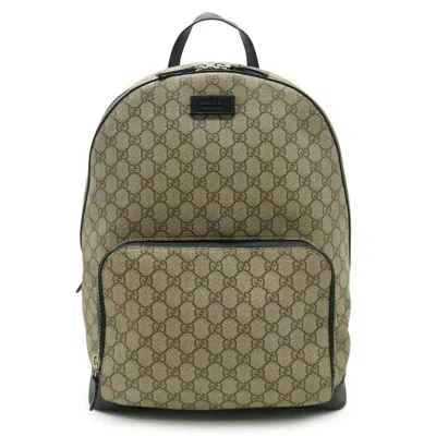 Pre-owned Gucci Beige Black Gg Supreme Backpack () In Multi