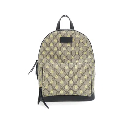 Pre-owned Gucci Beige Black Gg Supreme Backpack () In Beige, Black