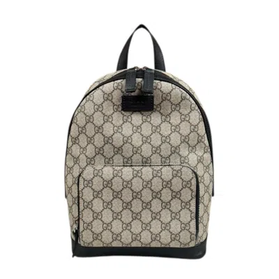 Pre-owned Gucci Beige Black Gg Supreme Canvas Backpack () In Multi
