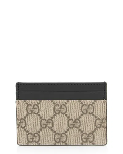 Gucci Beige, Black Gg Supreme Coated Canvas, Leather Card Case (authentic Pre-  Loved)