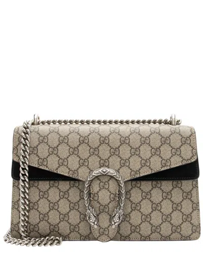 Pre-owned Gucci Beige, Black Gg Supreme Coated Canvas, Suede Dionysus Medium Shoulder  Bag (authentic Pre-love