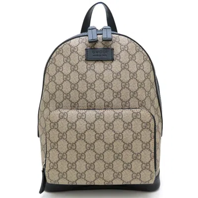 Pre-owned Gucci Beige Black Gg Supreme Leather Backpack () In Multi